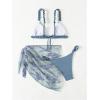 imageSHENHE Womens 3 Pieces Swimsuits with Lace Sarong Coverup Skirt Triangle Frilly Bikini SetDusty Blue