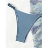 imageSHENHE Womens 3 Pieces Swimsuits with Lace Sarong Coverup Skirt Triangle Frilly Bikini SetDusty Blue