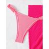imageSHENHE Womens 3 Pieces Swimsuits with Lace Sarong Coverup Skirt Triangle Frilly Bikini SetHot Pink