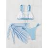 imageSHENHE Womens 3 Pieces Swimsuits with Lace Sarong Coverup Skirt Triangle Frilly Bikini SetLight Blue