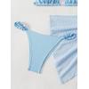 imageSHENHE Womens 3 Pieces Swimsuits with Lace Sarong Coverup Skirt Triangle Frilly Bikini SetLight Blue