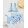 imageSHENHE Womens 3 Pieces Swimsuits with Lace Sarong Coverup Skirt Triangle Frilly Bikini SetLight Blue