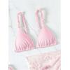 imageSHENHE Womens 3 Pieces Swimsuits with Lace Sarong Coverup Skirt Triangle Frilly Bikini SetPink