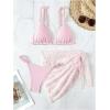 imageSHENHE Womens 3 Pieces Swimsuits with Lace Sarong Coverup Skirt Triangle Frilly Bikini SetPink