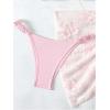 imageSHENHE Womens 3 Pieces Swimsuits with Lace Sarong Coverup Skirt Triangle Frilly Bikini SetPink