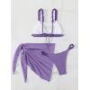 imageSHENHE Womens 3 Pieces Swimsuits with Lace Sarong Coverup Skirt Triangle Frilly Bikini SetPurple