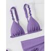 imageSHENHE Womens 3 Pieces Swimsuits with Lace Sarong Coverup Skirt Triangle Frilly Bikini SetPurple