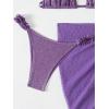 imageSHENHE Womens 3 Pieces Swimsuits with Lace Sarong Coverup Skirt Triangle Frilly Bikini SetShiny Purple
