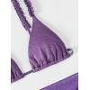 imageSHENHE Womens 3 Pieces Swimsuits with Lace Sarong Coverup Skirt Triangle Frilly Bikini SetShiny Purple