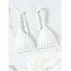 imageSHENHE Womens 3 Pieces Swimsuits with Lace Sarong Coverup Skirt Triangle Frilly Bikini SetSolid White