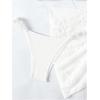 imageSHENHE Womens 3 Pieces Swimsuits with Lace Sarong Coverup Skirt Triangle Frilly Bikini SetSolid White