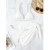 imageSHENHE Womens 3 Pieces Swimsuits with Lace Sarong Coverup Skirt Triangle Frilly Bikini SetSolid White