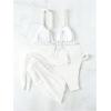 imageSHENHE Womens 3 Pieces Swimsuits with Lace Sarong Coverup Skirt Triangle Frilly Bikini SetSolid White