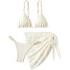 imageSHENHE Womens 3 Pieces Swimsuits with Lace Sarong Coverup Skirt Triangle Frilly Bikini SetWhite