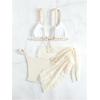 imageSHENHE Womens 3 Pieces Swimsuits with Lace Sarong Coverup Skirt Triangle Frilly Bikini SetWhite