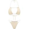imageSHENHE Womens 4 Piece Bikini Set Halter Neck Sexy Thong Swimsuit with Cover Up Top and SkirtApricot