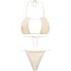 imageSHENHE Womens 4 Piece Bikini Set Halter Neck Sexy Thong Swimsuit with Cover Up Top and SkirtApricot