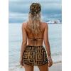imageSHENHE Womens 4 Piece Paisley Swimsuit Halter Tie Back Sexy Triangle Bikini Sets with Cover UpDark Khaki Geo Print