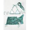 imageSHENHE Womens 4 Piece Paisley Swimsuit Halter Tie Back Sexy Triangle Bikini Sets with Cover UpGreen