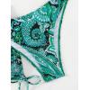 imageSHENHE Womens 4 Piece Paisley Swimsuit Halter Tie Back Sexy Triangle Bikini Sets with Cover UpGreen