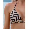 imageSHENHE Womens 4 Piece Paisley Swimsuit Halter Tie Back Sexy Triangle Bikini Sets with Cover UpKhaki Geo Print