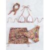 imageSHENHE Womens 4 Piece Paisley Swimsuit Halter Tie Back Sexy Triangle Bikini Sets with Cover UpOrange Multicolor