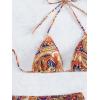 imageSHENHE Womens 4 Piece Paisley Swimsuit Halter Tie Back Sexy Triangle Bikini Sets with Cover UpOrange Multicolor