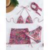 imageSHENHE Womens 4 Piece Paisley Swimsuit Halter Tie Back Sexy Triangle Bikini Sets with Cover UpRed