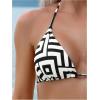 imageSHENHE Womens 4 Piece Paisley Swimsuit Halter Tie Back Sexy Triangle Bikini Sets with Cover UpWhite Geo Print