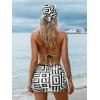 imageSHENHE Womens 4 Piece Paisley Swimsuit Halter Tie Back Sexy Triangle Bikini Sets with Cover UpWhite Geo Print