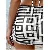 imageSHENHE Womens 4 Piece Paisley Swimsuit Halter Tie Back Sexy Triangle Bikini Sets with Cover UpWhite Geo Print