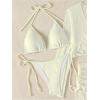 imageSHENHE Womens 4 Piece Swimsuit Fishnet Triangle Halter String Bikini Set with Cover Up Top SkirtApricot