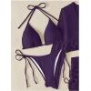 imageSHENHE Womens 4 Piece Swimsuit Fishnet Triangle Halter String Bikini Set with Cover Up Top SkirtPurple