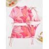 imageSHENHE Womens 4 Pieces Thong Swimsuits Halter Triangle Bikini Set with Cover Up Top and SkirtPink