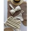 imageSHENHE Womens One Shoulder Twisted High Cut 3 Piece Bandeau Bikini Set with Cover Up SkirtBeige