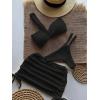 imageSHENHE Womens One Shoulder Twisted High Cut 3 Piece Bandeau Bikini Set with Cover Up SkirtBlack