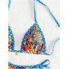 imageSHENHE Womens Vacation Random Print Halter Neck Bikini Set Beach Outfit 2 Piece Bathing Suit Floral Print Blue Small