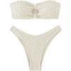 imageSHENHE Womens 2 Piece Strapless Cut Out Bandeau Swimsuit Bathing Suit Bikini SetsTextured Beige