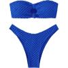 imageSHENHE Womens 2 Piece Strapless Cut Out Bandeau Swimsuit Bathing Suit Bikini SetsTextured Royal Blue
