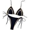 imageSHENHE Womens 2 Piece Triangle Tie Side Bikini Sets Summer Beach Halter Swimsuit Bathing SuitBlack