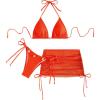 imageSHENHE Womens 3 Piece Bikini Set Shell Decor Halter Bra and Bottom with Cover Up SkirtFishnet Orange