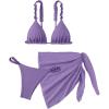 imageSHENHE Womens 3 Pieces Swimsuits with Lace Sarong Coverup Skirt Triangle Frilly Bikini SetPurple