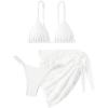 imageSHENHE Womens 3 Pieces Swimsuits with Lace Sarong Coverup Skirt Triangle Frilly Bikini SetSolid White