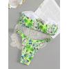 imageSHENHE Womens 2 Piece Bikini Set Summer Solid Ring Strapless Textured BathingsuitGreen