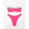 imageSHENHE Womens 2 Piece Bikini Set Summer Solid Ring Strapless Textured BathingsuitHot Pink