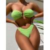 imageSHENHE Womens 2 Piece Bikini Set Summer Solid Ring Strapless Textured BathingsuitLime Green