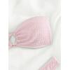 imageSHENHE Womens 2 Piece Bikini Set Summer Solid Ring Strapless Textured BathingsuitO Ring Pink