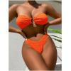 imageSHENHE Womens 2 Piece Bikini Set Summer Solid Ring Strapless Textured BathingsuitOrange