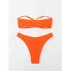 imageSHENHE Womens 2 Piece Bikini Set Summer Solid Ring Strapless Textured BathingsuitOrange