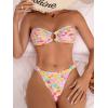imageSHENHE Womens 2 Piece Bikini Set Summer Solid Ring Strapless Textured BathingsuitPink Multi